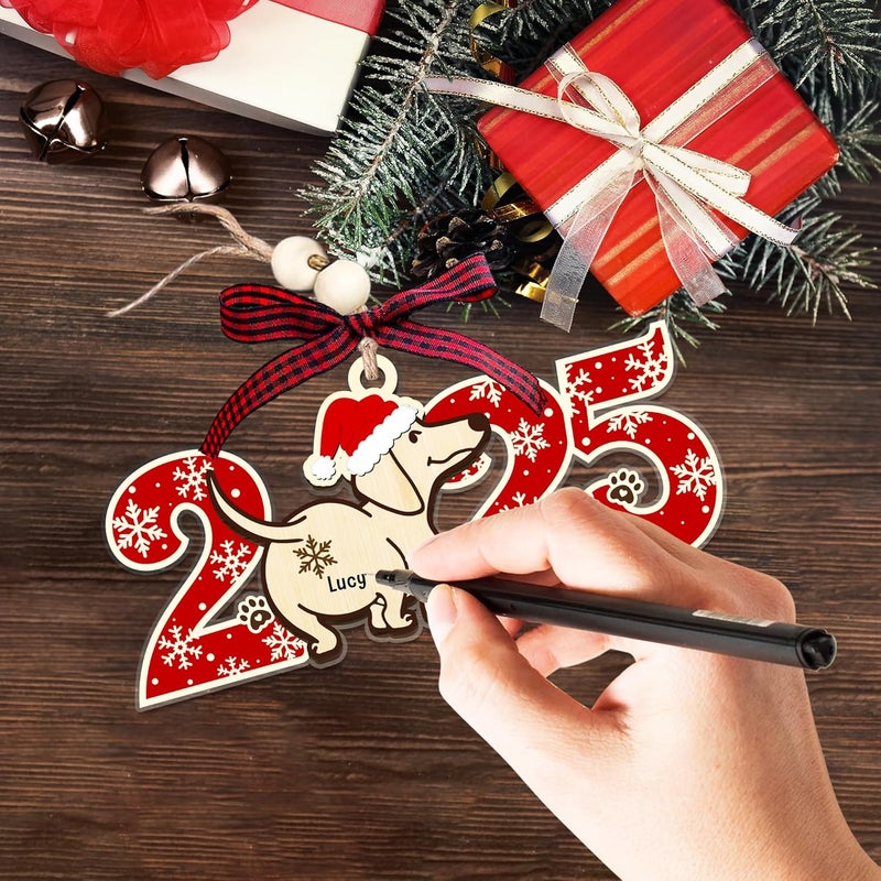 HEXMOZ Dog Christmas Ornaments 2025 - Funny Dog Ornament for Christmas Tree - Dogs Lover Gifts for Women, Mom Lady, Dogs Owners, Pet Lovers - 2 Layers Acrylic Wood Xmas Decorations - Image 3